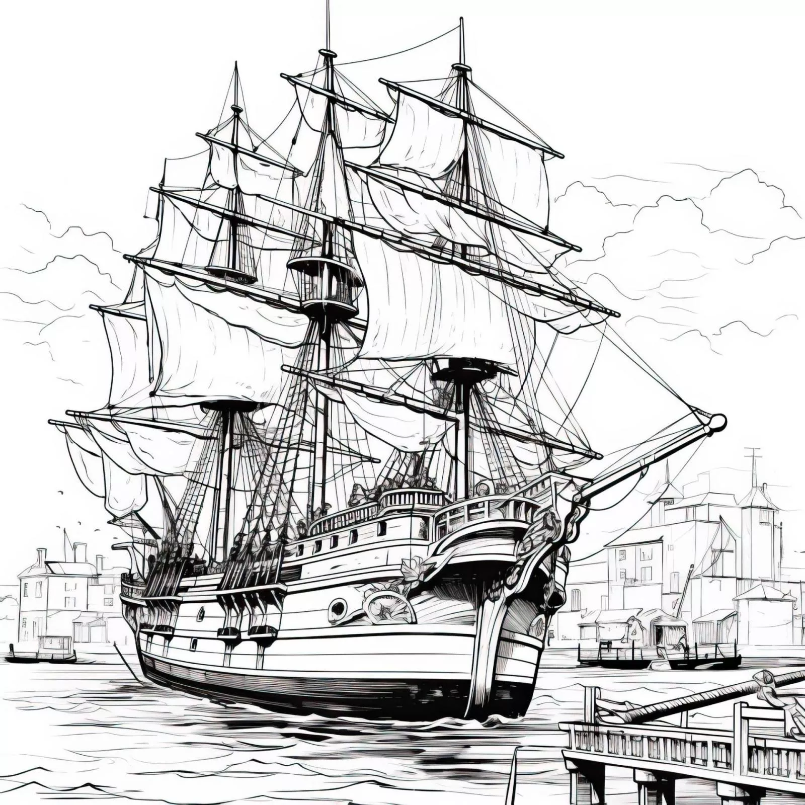 Gravure d'un vieux navire de transport
